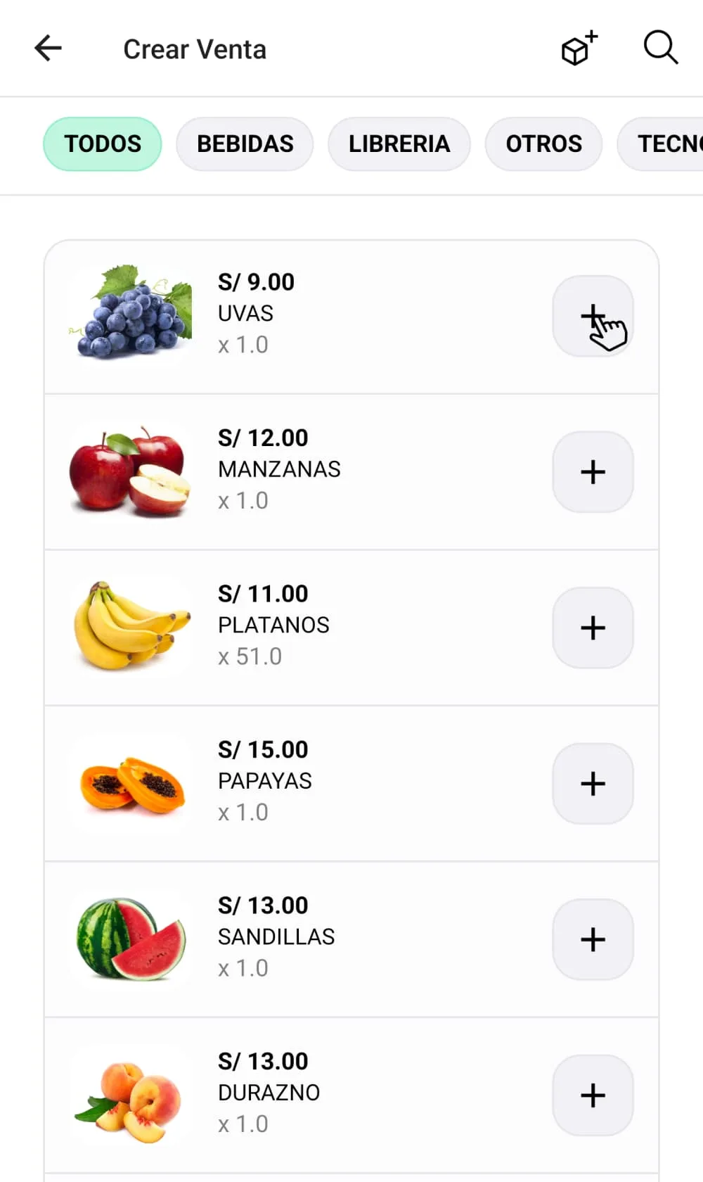Sibi app - pantalla facturación